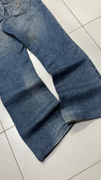 Denim Jeans Japan Style Embroiered Baggy Flared Fit (M)