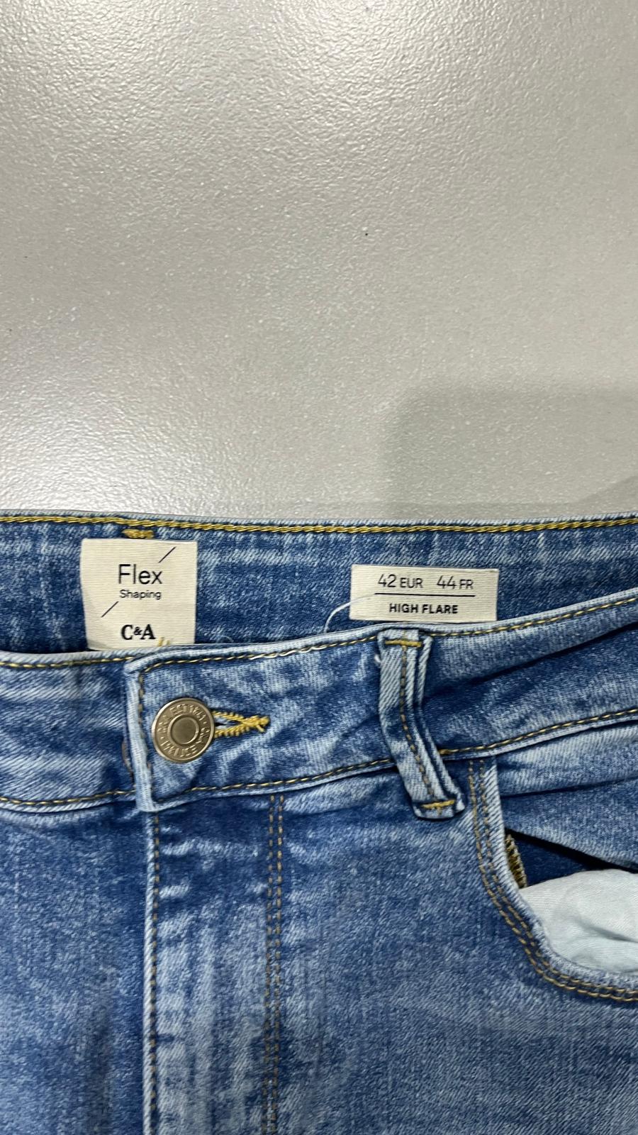 Denim Jeans Flare Washed Light Blue (M) - Jeans Svasati