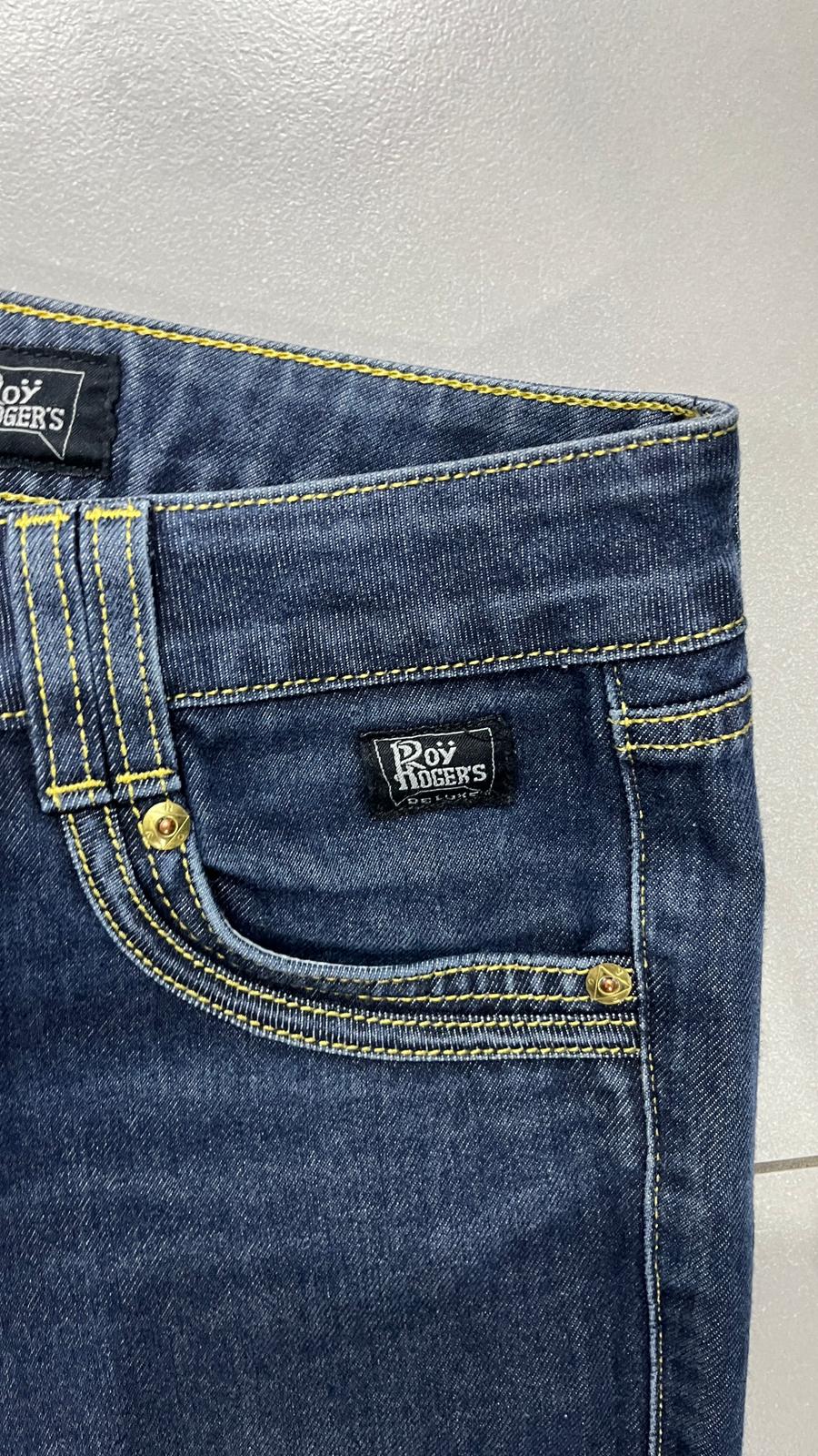 Denim Jeans Roy Rogers Straight Fit Low Waist Blu Embroidered (XS)