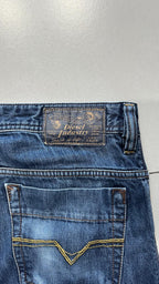 Denim Jeans Straight Fit Diesel Blu Wash Embroidered (XL)