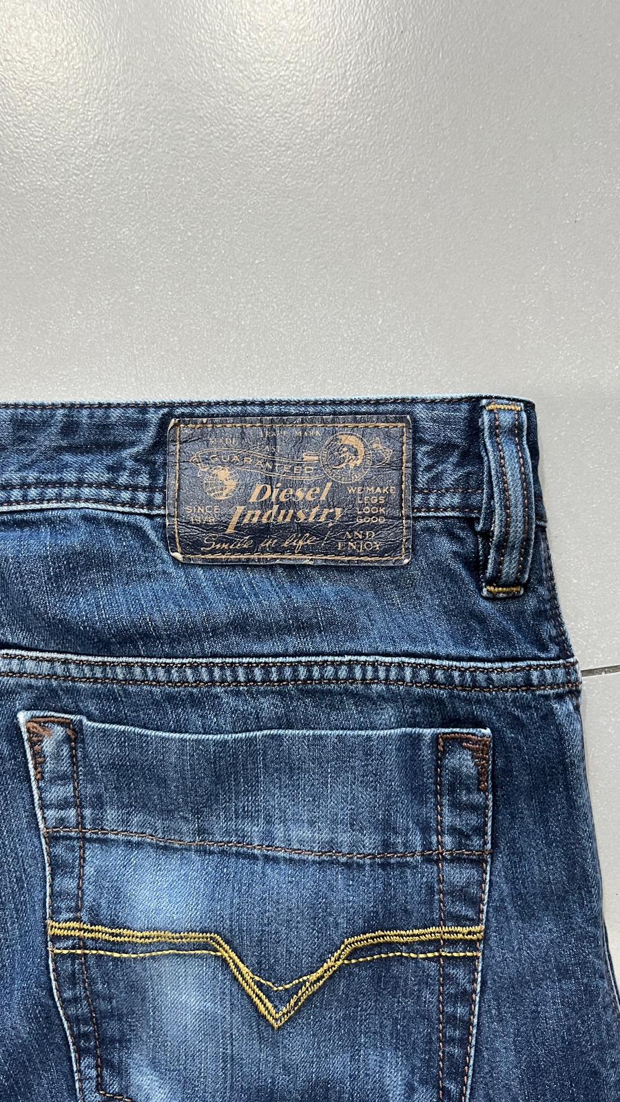 Denim Jeans Straight Fit Diesel Blu Wash Embroidered (XL)