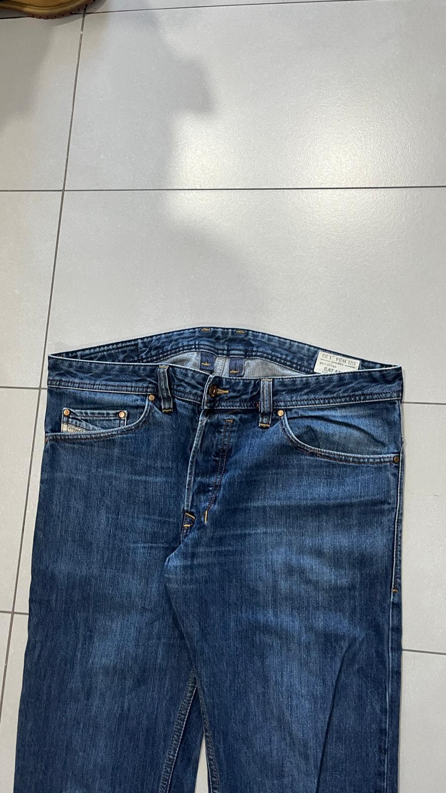 Denim Jeans Straight Fit Diesel Blu Wash Embroidered (XL)