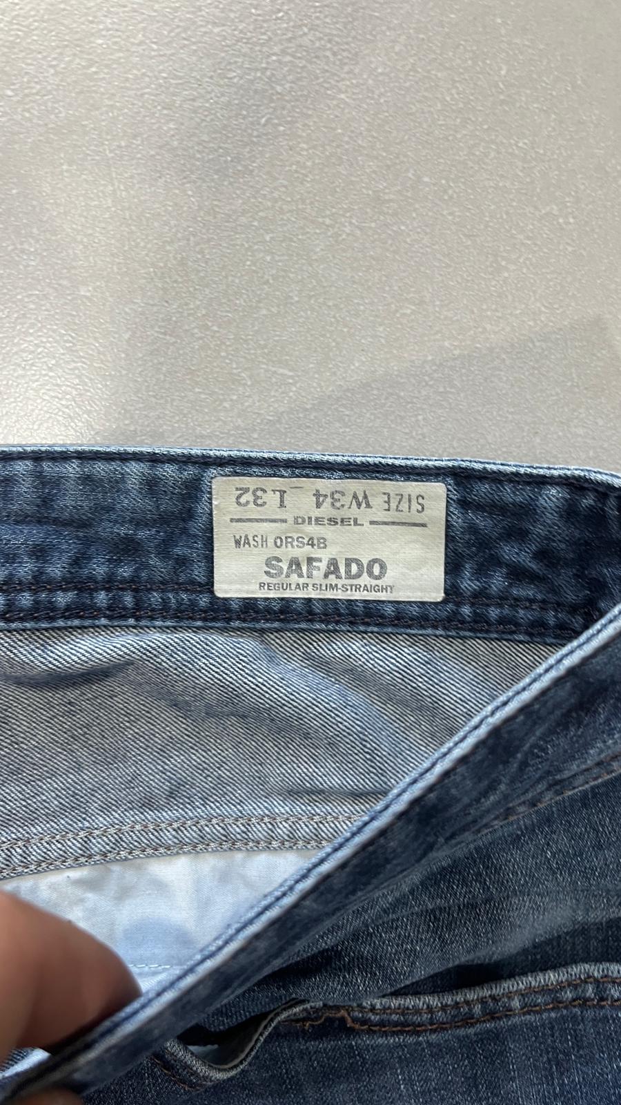 Denim Jeans Straight Fit Diesel Blu Wash Embroidered (XL)