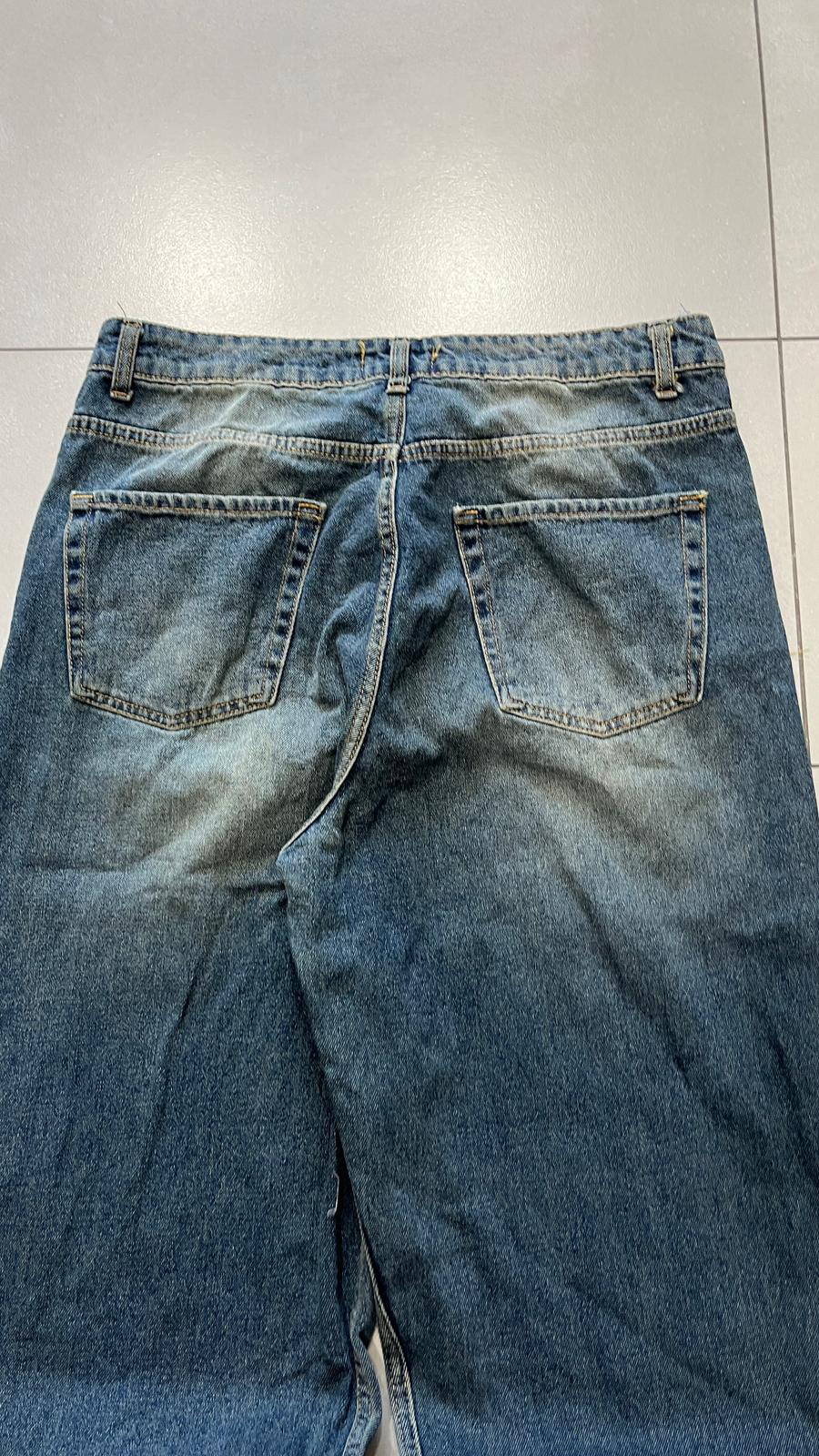 Denim Jeans Baggy Fit Washed - Lavaggio Sabbiato Scuro (L)