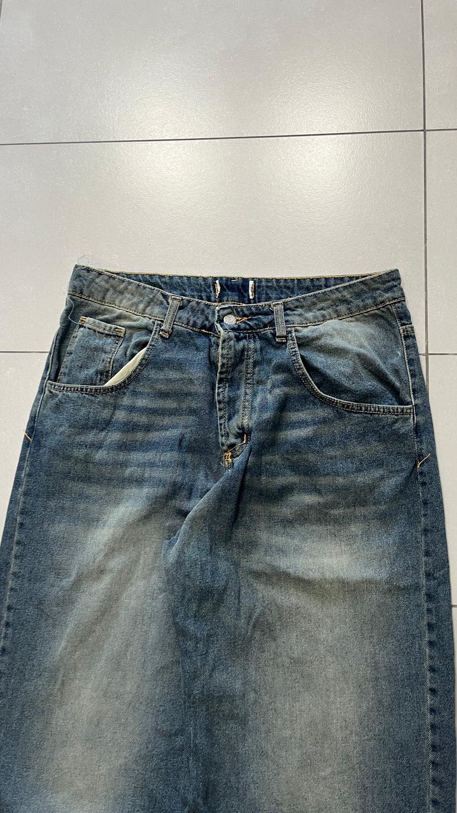 Denim Jeans Baggy Fit Washed - Lavaggio Sabbiato Scuro (L)