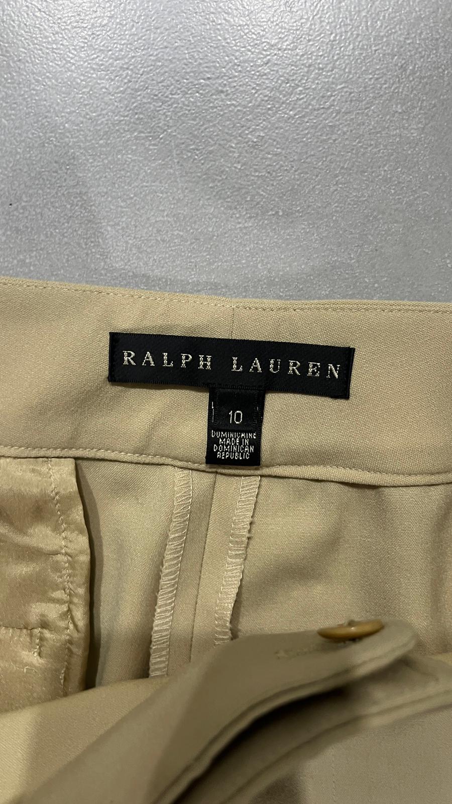 Pantaloni Classici Ralph Lauren Beige con Piega Centrale (L) da Donna