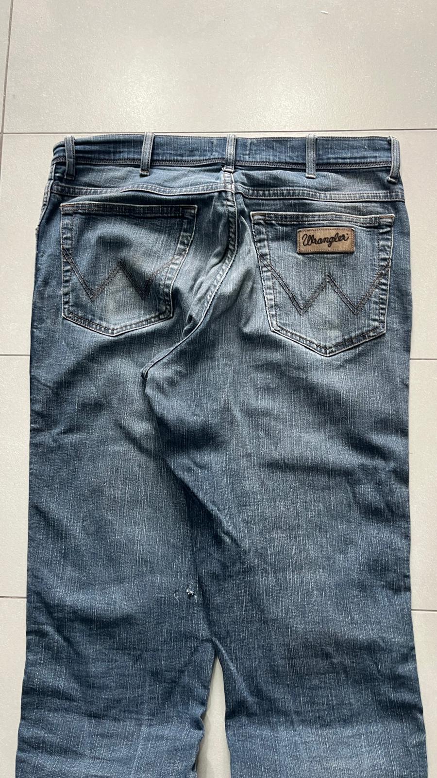 Denim Jeans Wrangler Washed Dark Blue Straight Fit (L)