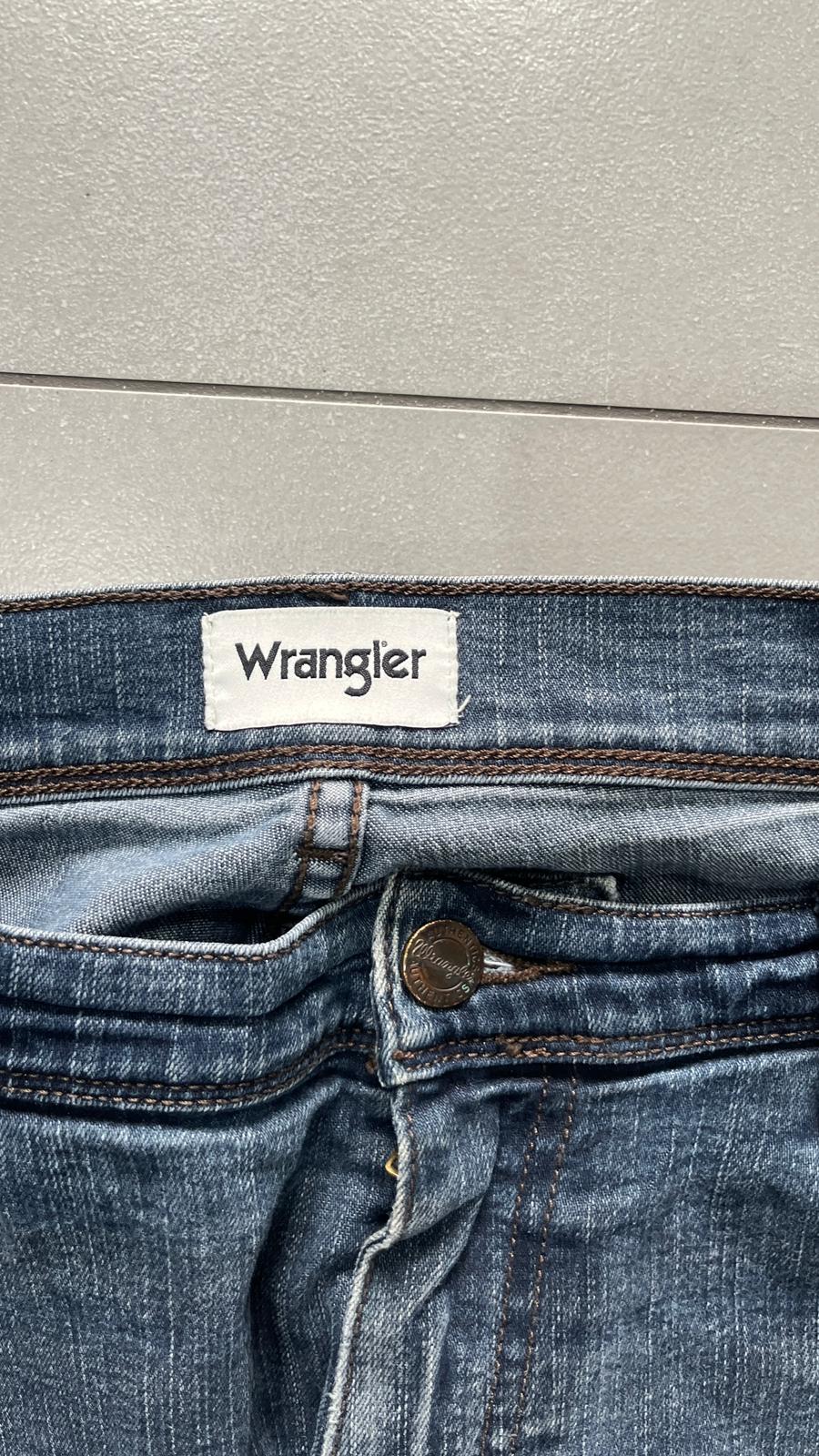 Denim Jeans Wrangler Washed Dark Blue Straight Fit (L)