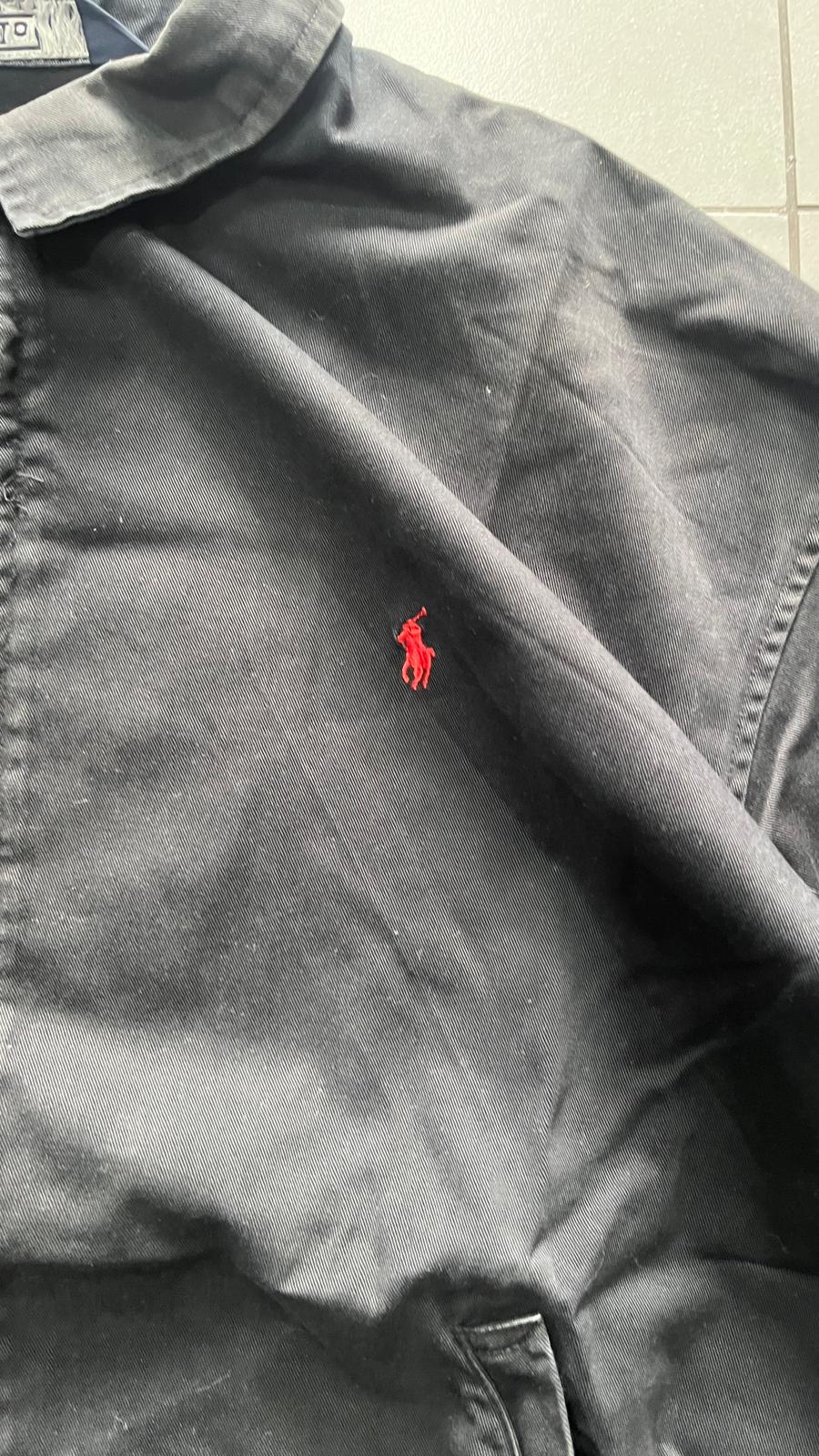 Ralph Lauren Harrington Jacket Black Red Pony Boxy Fit Oversize (L)