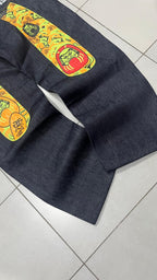 Raw Denim Jeans Evisu Embroidered Baggy Fit (XL)