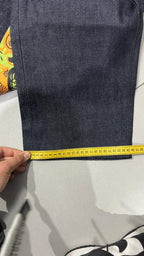 Raw Denim Jeans Evisu Embroidered Baggy Fit (XL)