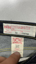 Raw Denim Jeans Evisu Embroidered Particular Model Baggy Fit (M)