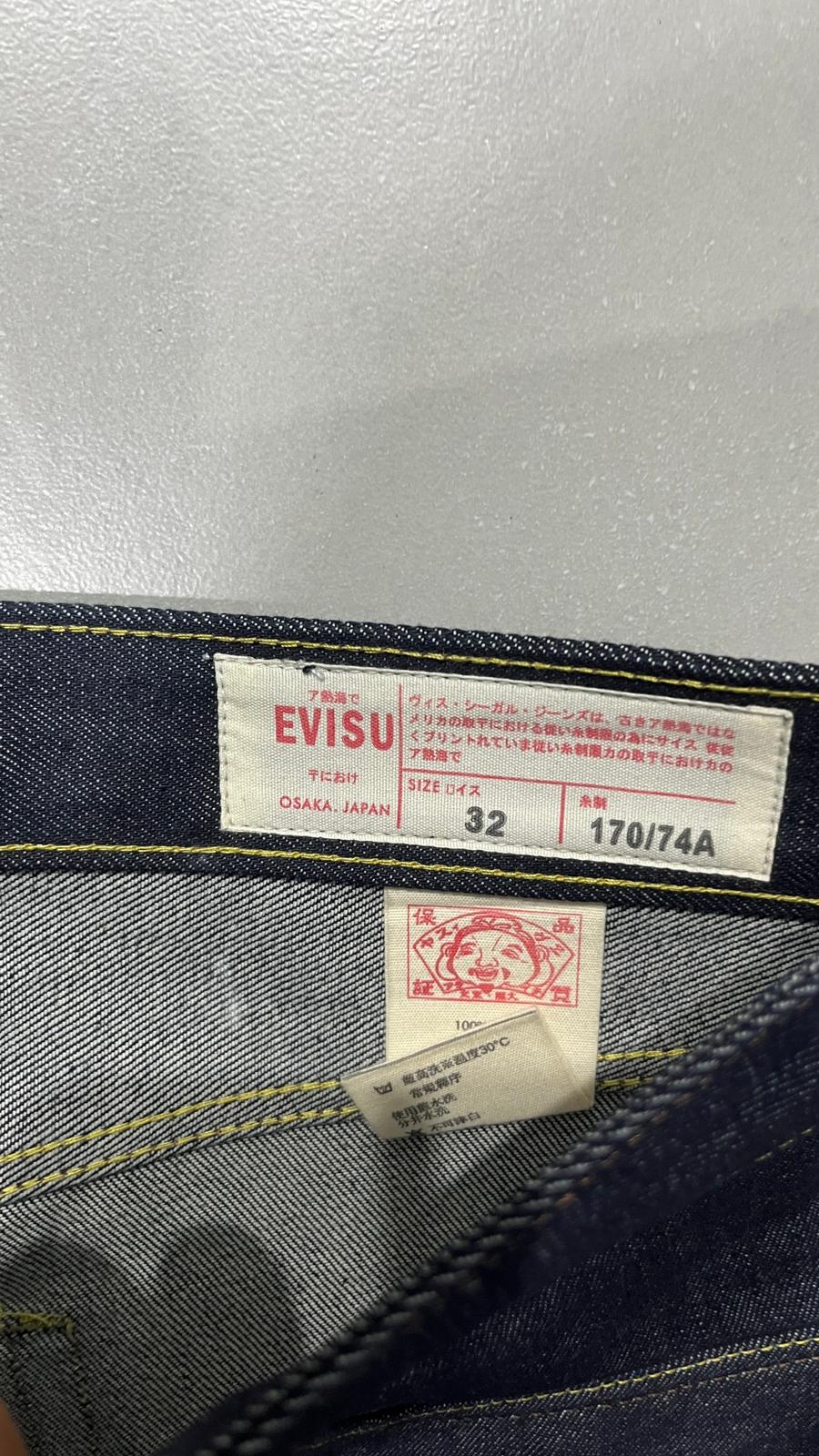 Raw Denim Jeans Evisu Embroidered Baggy Fit (M)
