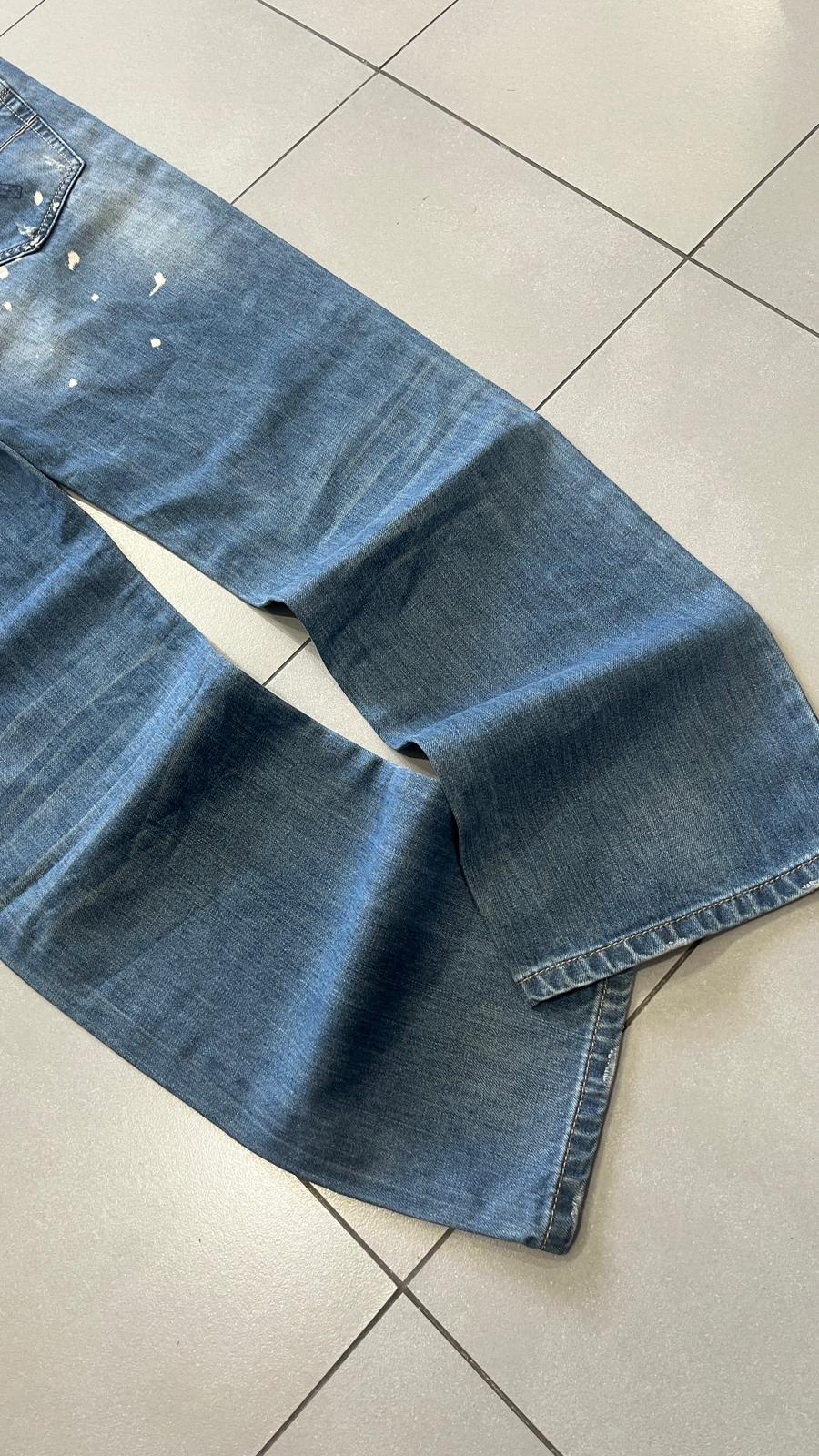 Denim Jeans Baggy Fit Light Blue Washed Embroidered (L)