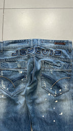 Denim Jeans Baggy Fit Light Blue Washed Embroidered (L)