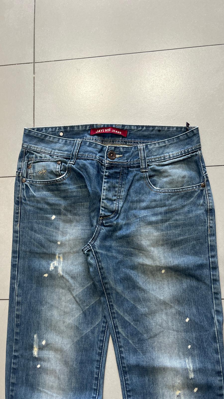 Denim Jeans Baggy Fit Light Blue Washed Embroidered (L)