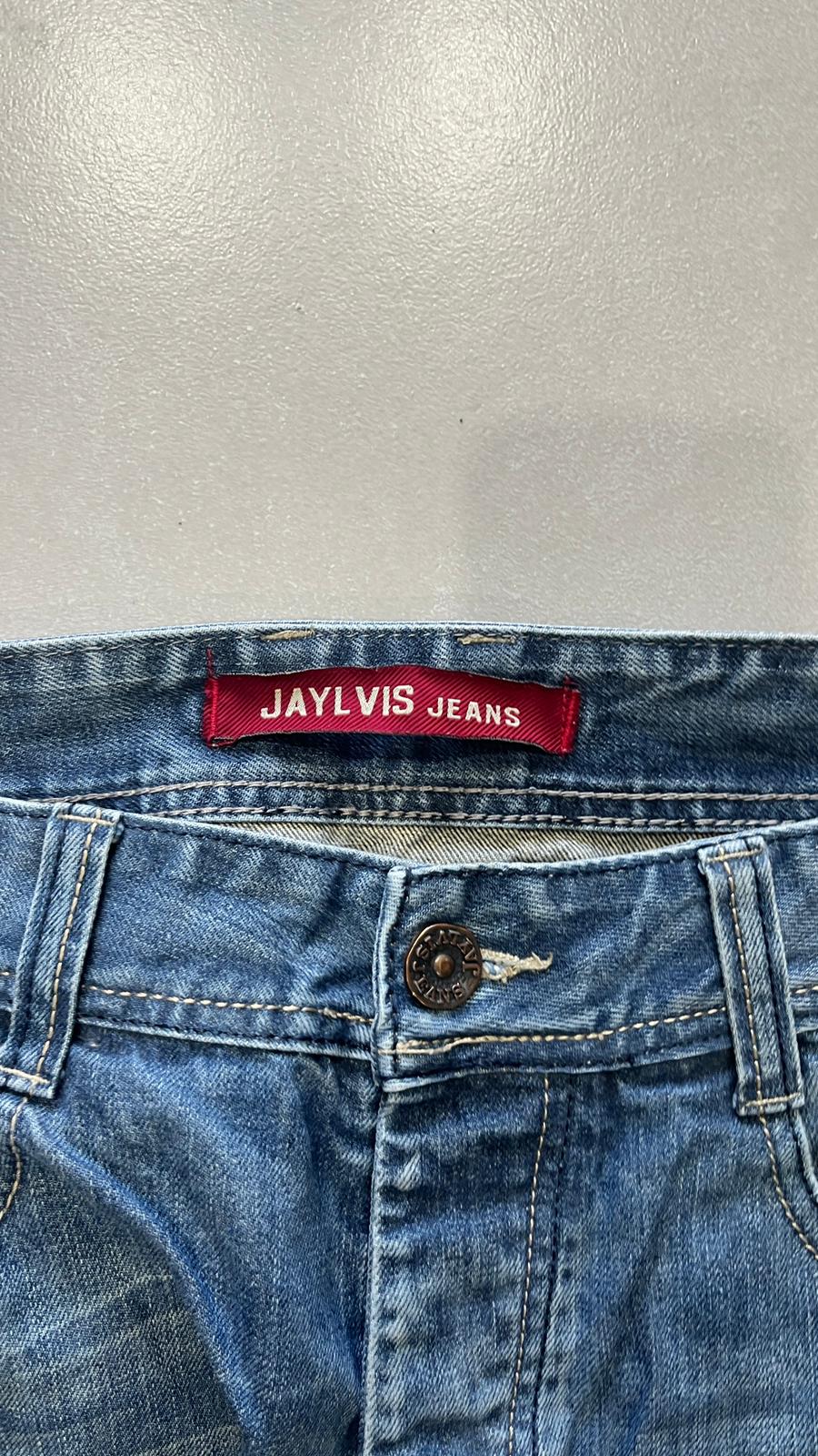 Denim Jeans Baggy Fit Light Blue Washed Embroidered (L)