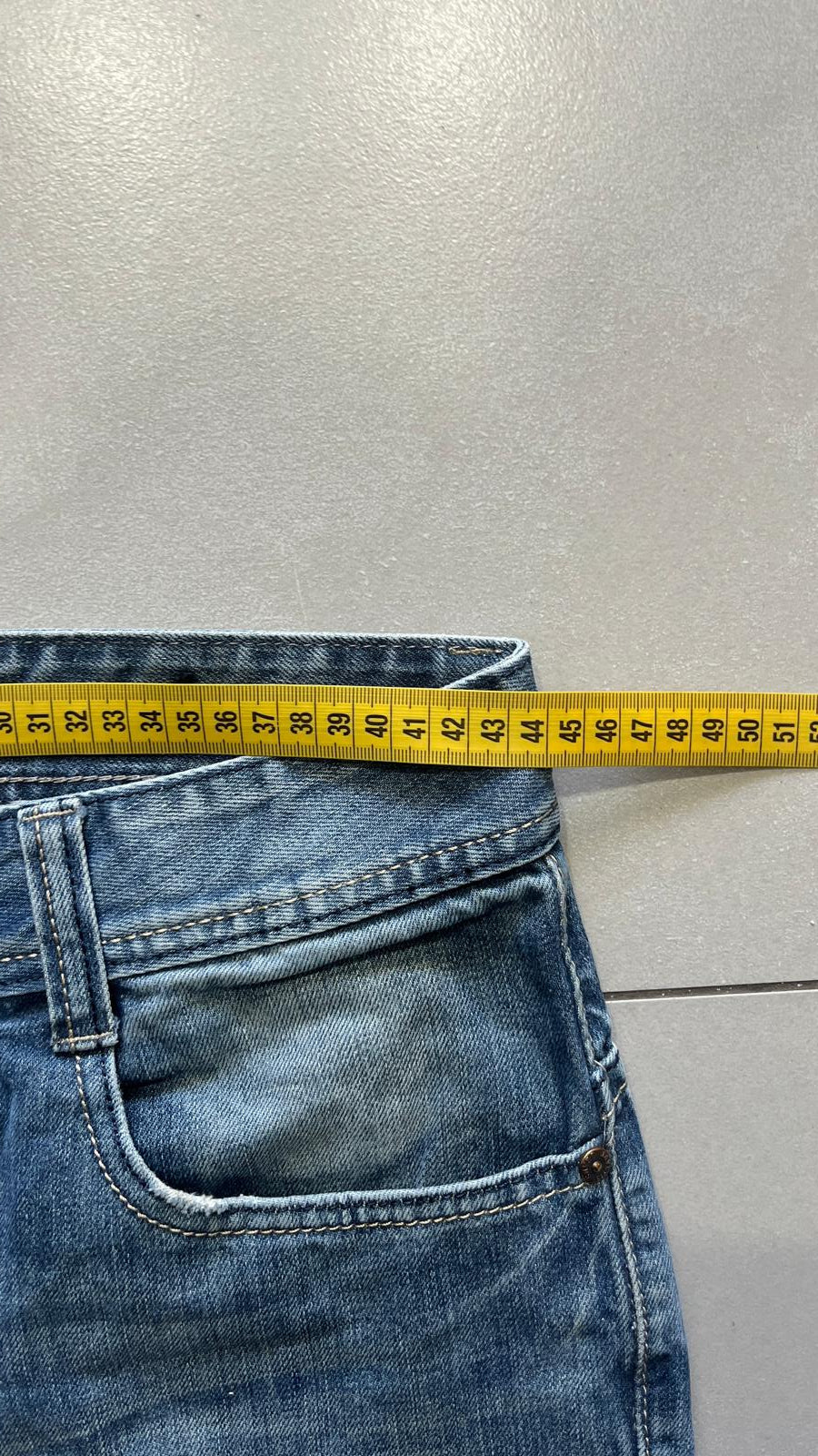 Denim Jeans Baggy Fit Light Blue Washed Embroidered (L)