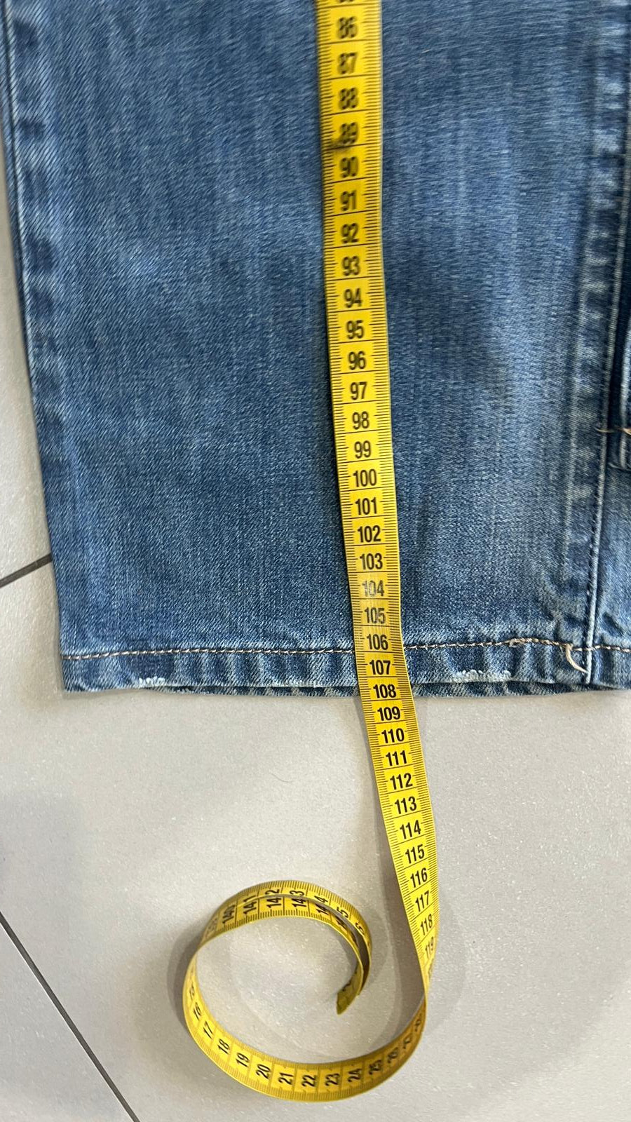 Denim Jeans Baggy Fit Light Blue Washed Embroidered (L)