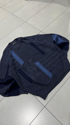 Knit Sweater 80s 90s Dark Blue - Maglione Vintage Boxy Fit (XXL)