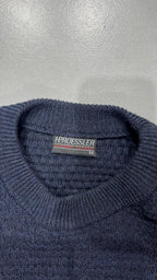 Knit Sweater 80s 90s Dark Blue - Maglione Vintage Boxy Fit (XXL)