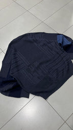 Knit Sweater 80s 90s Dark Blue - Maglione Vintage Boxy Fit (XXL)