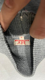 Vintage Sweater 1/4 Zip Simple Grey 80s 90s (M)