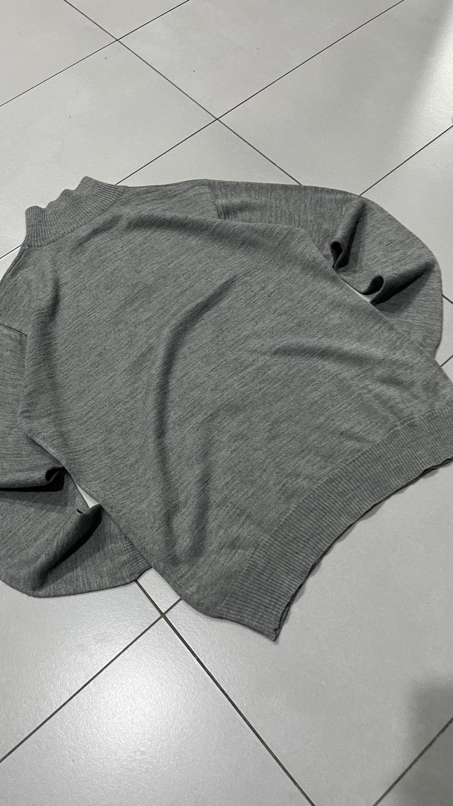 Vintage Sweater 1/4 Zip Simple Grey 80s 90s (M)