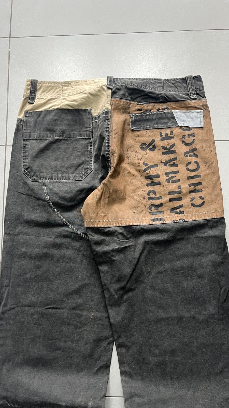 Super Baggy Pants Particular Bicolor Printed Vintage Hip-Hop (XL)