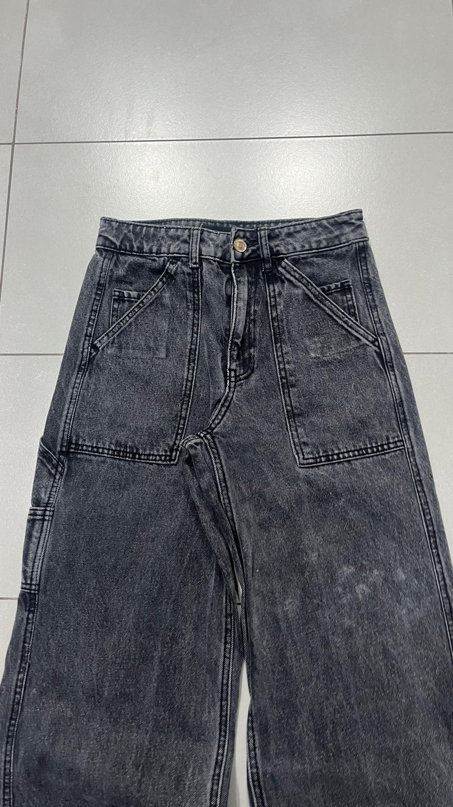 Denim Jeans Super Baggy Fit Black / Grey (XS)