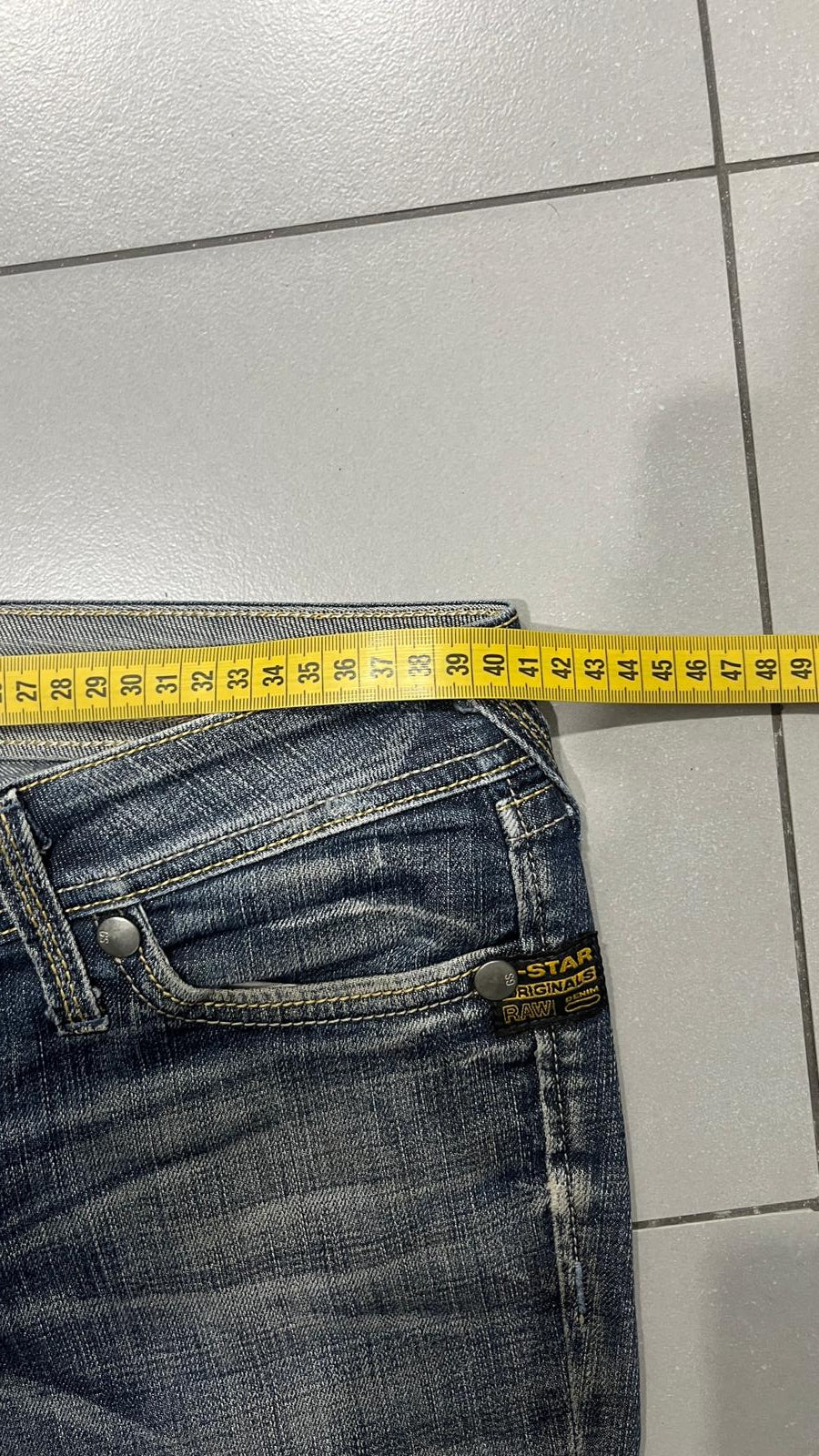 Denim Jeans G-Star Straight Fit Blu Wash Striped (M)