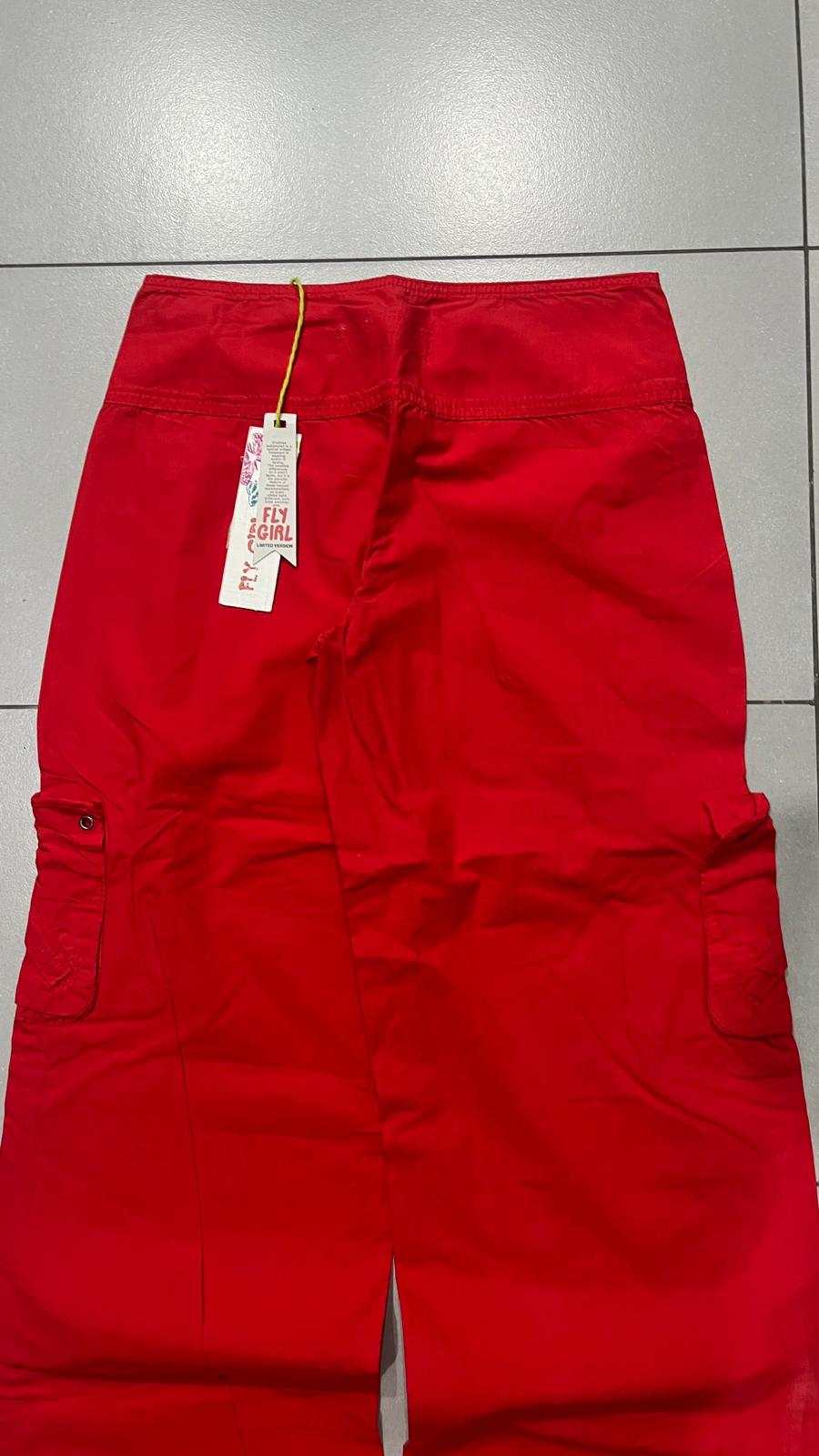 Pantalone Cargo Rosso Super Baggy Fit Cotton Pants (XS)