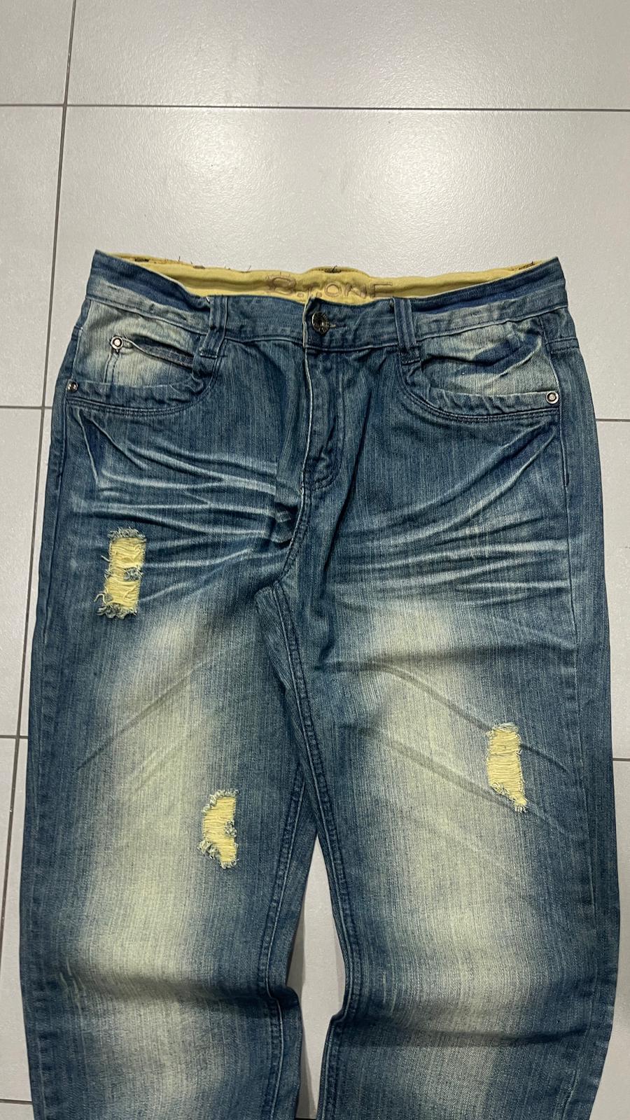 Denim Jeans Stone Wash Straight Fit (L)
