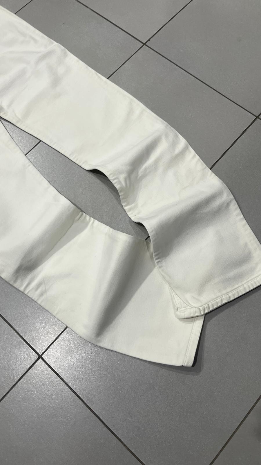 Denim Jeans White Bicolor Straight Fit Low Waist (XS)