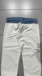 Denim Jeans White Bicolor Straight Fit Low Waist (XS)