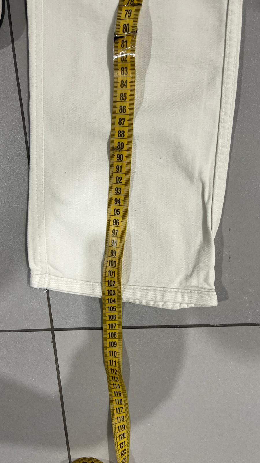 Denim Jeans White Bicolor Straight Fit Low Waist (XS)