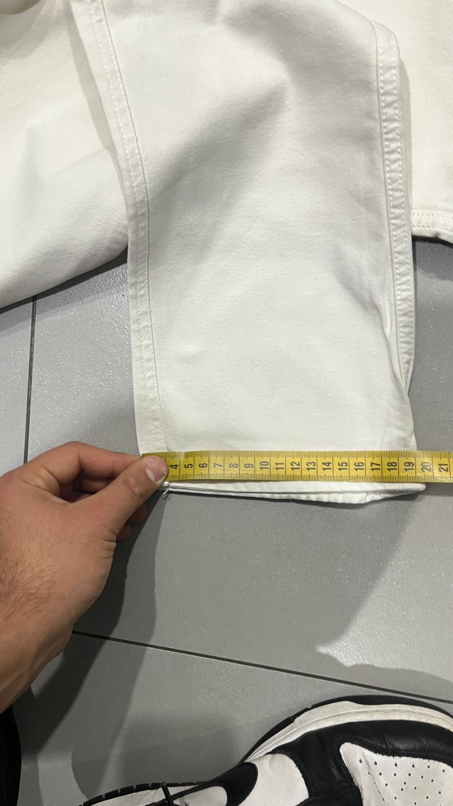Denim Jeans White Bicolor Straight Fit Low Waist (XS)