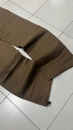 Pantalone in Cotone Baggy Fit con Cintura Marrone con Zip (S)