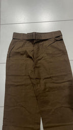 Pantalone in Cotone Baggy Fit con Cintura Marrone con Zip (S)