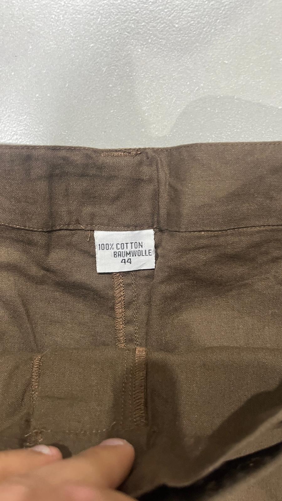 Pantalone in Cotone Baggy Fit con Cintura Marrone con Zip (S)