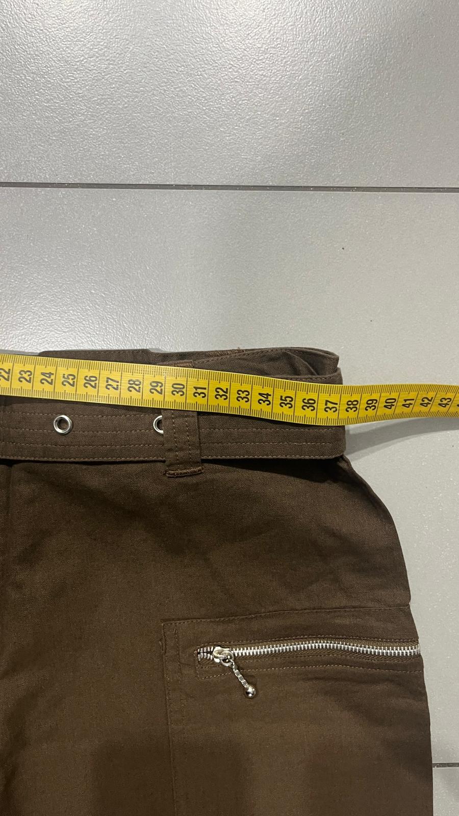 Pantalone in Cotone Baggy Fit con Cintura Marrone con Zip (S)