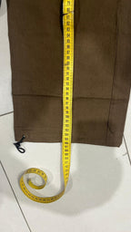 Pantalone in Cotone Baggy Fit con Cintura Marrone con Zip (S)