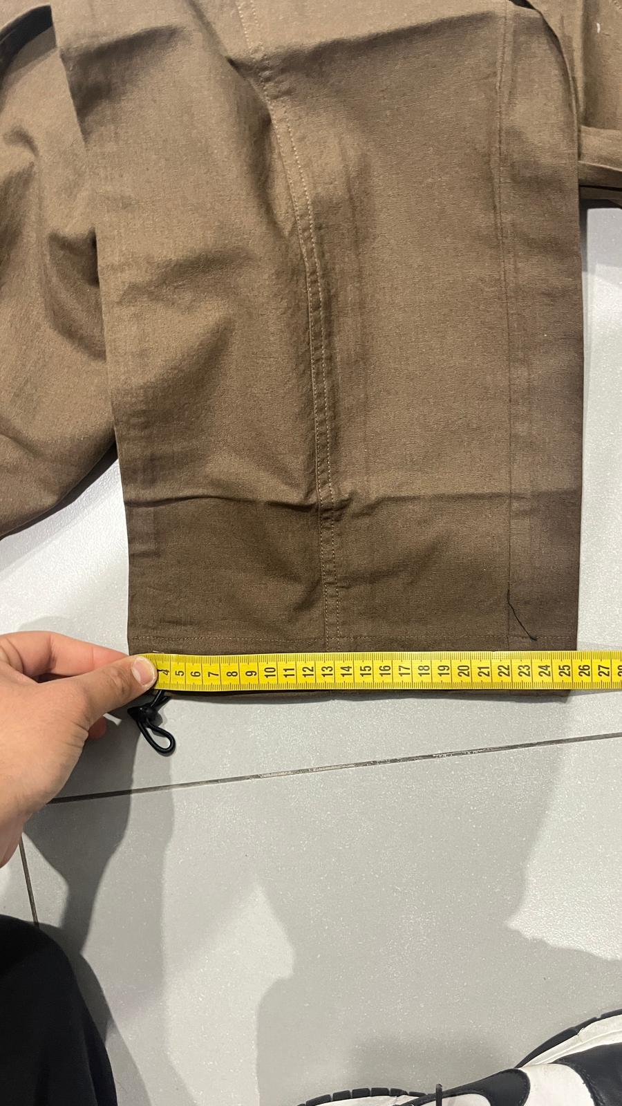 Pantalone in Cotone Baggy Fit con Cintura Marrone con Zip (S)
