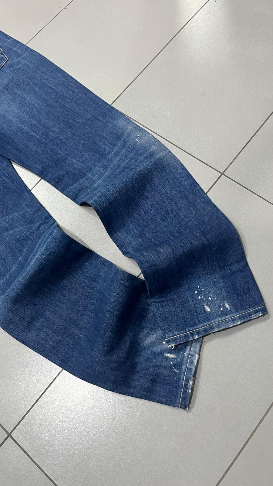 Denim Jeans Straight Fit Vintage con Rotture Painted (XL)
