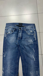 Denim Jeans Straight Fit Vintage con Rotture Painted (XL)