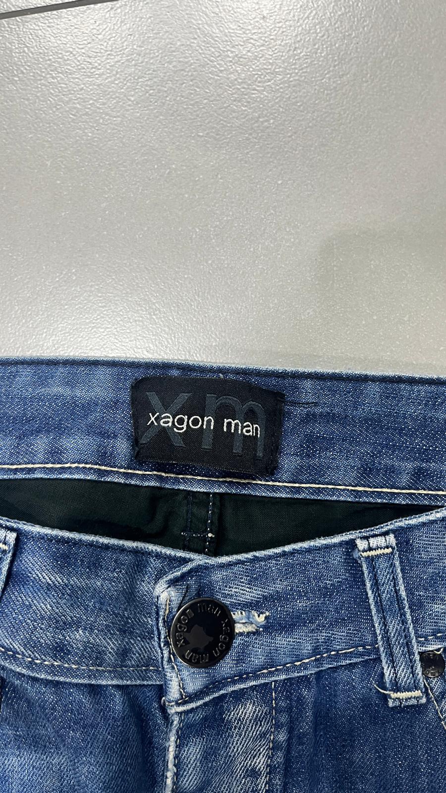 Denim Jeans Straight Fit Vintage con Rotture Painted (XL)