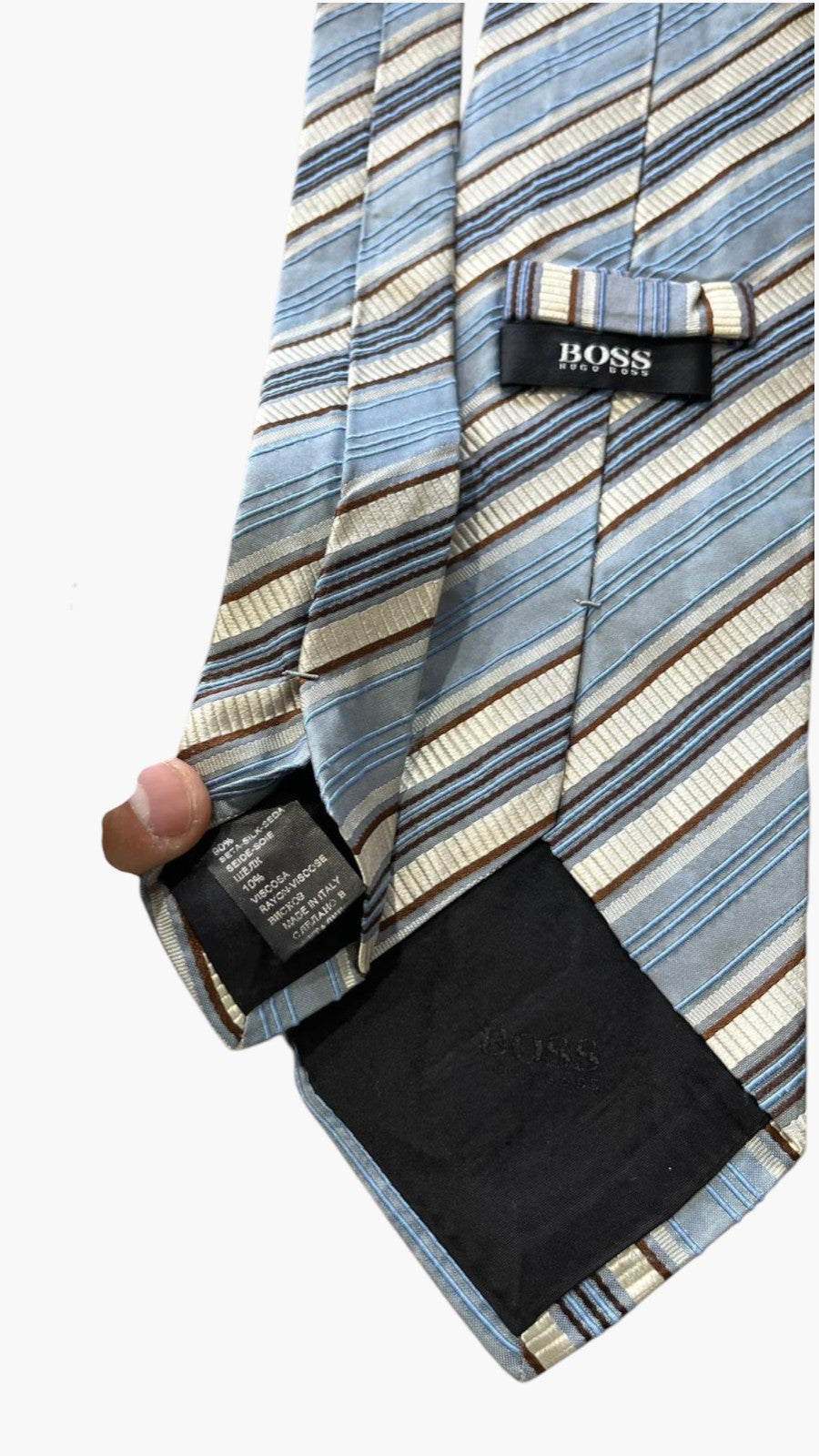 Cravatta Hugo Boss in Seta Azzurra / Marrone