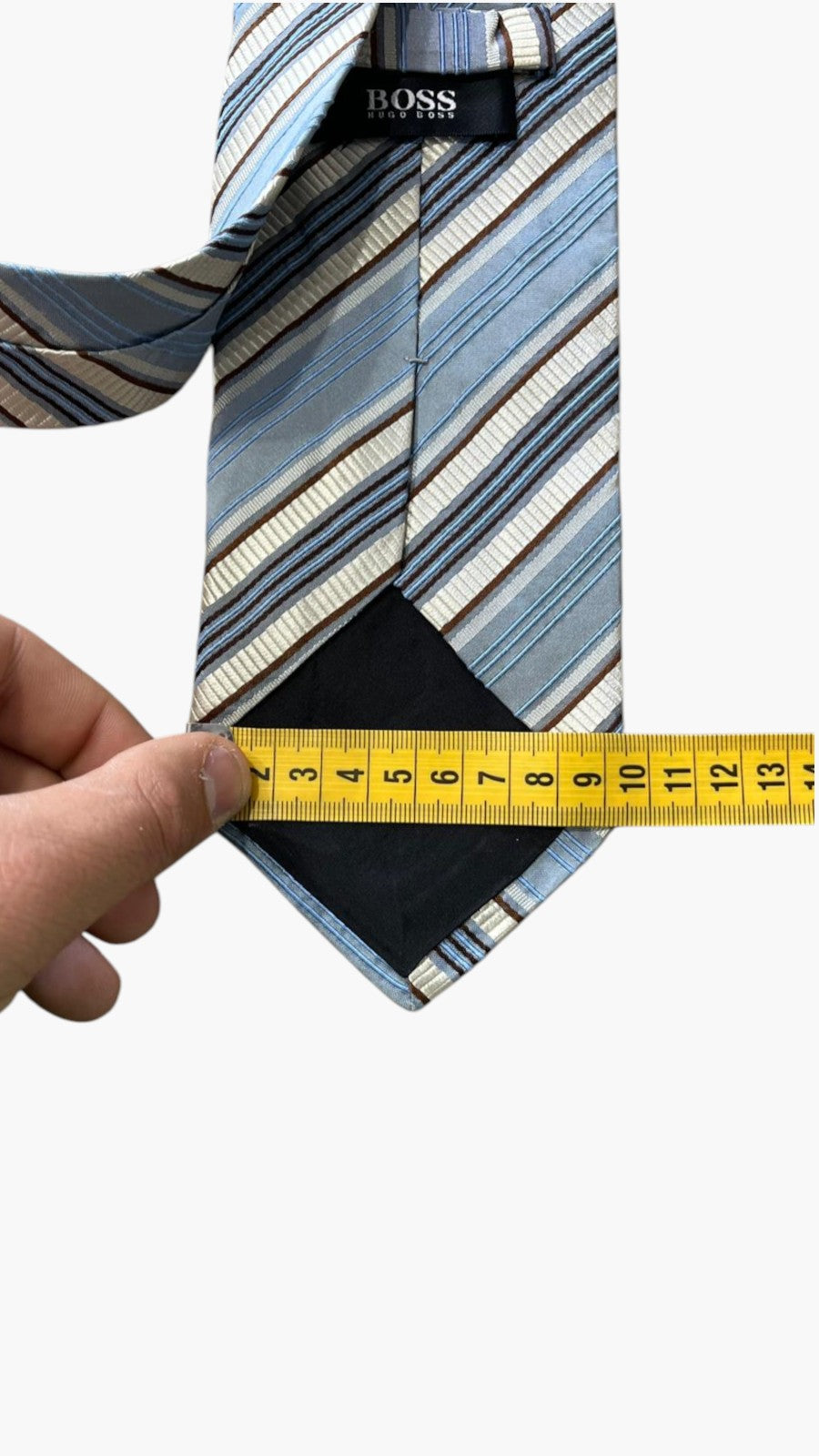 Cravatta Hugo Boss in Seta Azzurra / Marrone