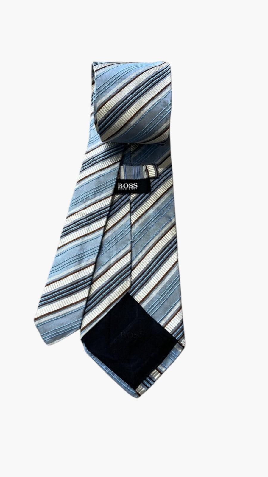 Cravatta Hugo Boss in Seta Azzurra / Marrone