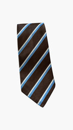 Cravatta E.Marinella in Pura Seta Marrone e Azzurra